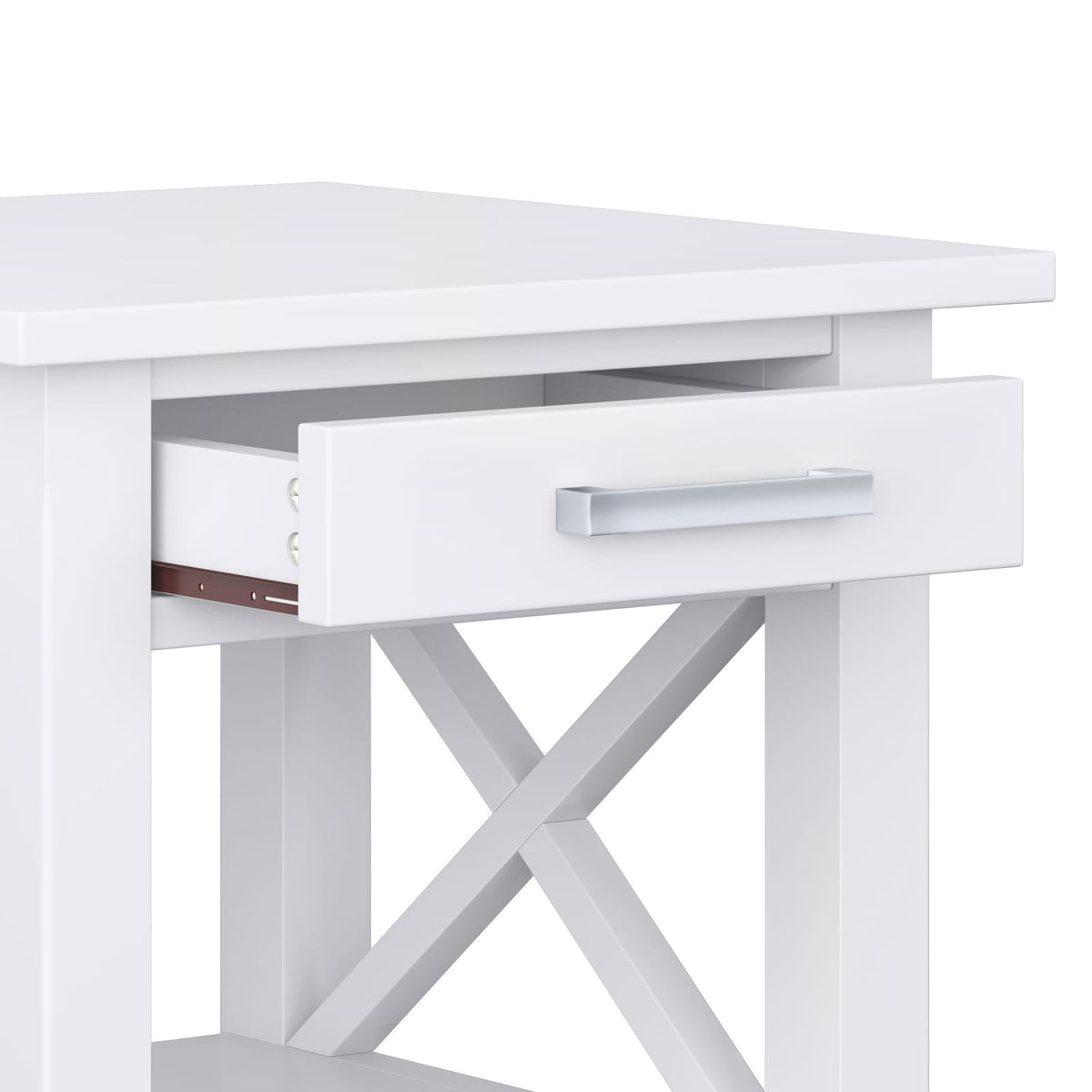 Kitchener End Table - White Wood Storage for Living Room