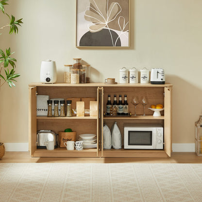 Oak MDF Sideboard for Dining Room Storage, 63"W x 15.75"D
