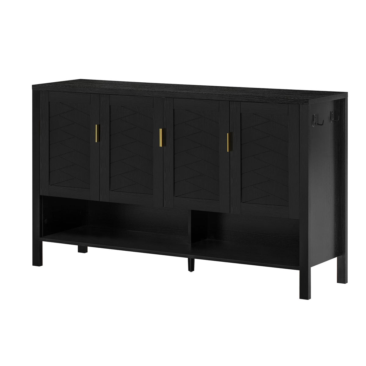 Black 55 Inch Sideboard Buffet - MDF Storage Cabinet