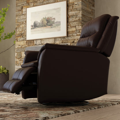 Dark Brown Manual Recliner with Swivel & Footrest for Living Room
