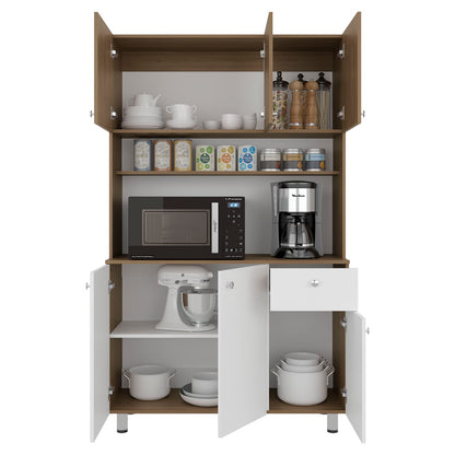 White Engineered Wood Kitchen Storage Cabinet with Ample Shelves