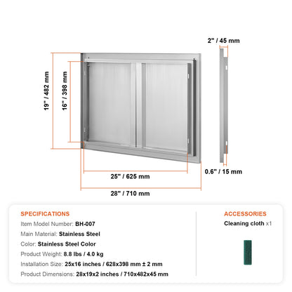 Stainless Steel Outdoor Kitchen Door for Barbecue Island