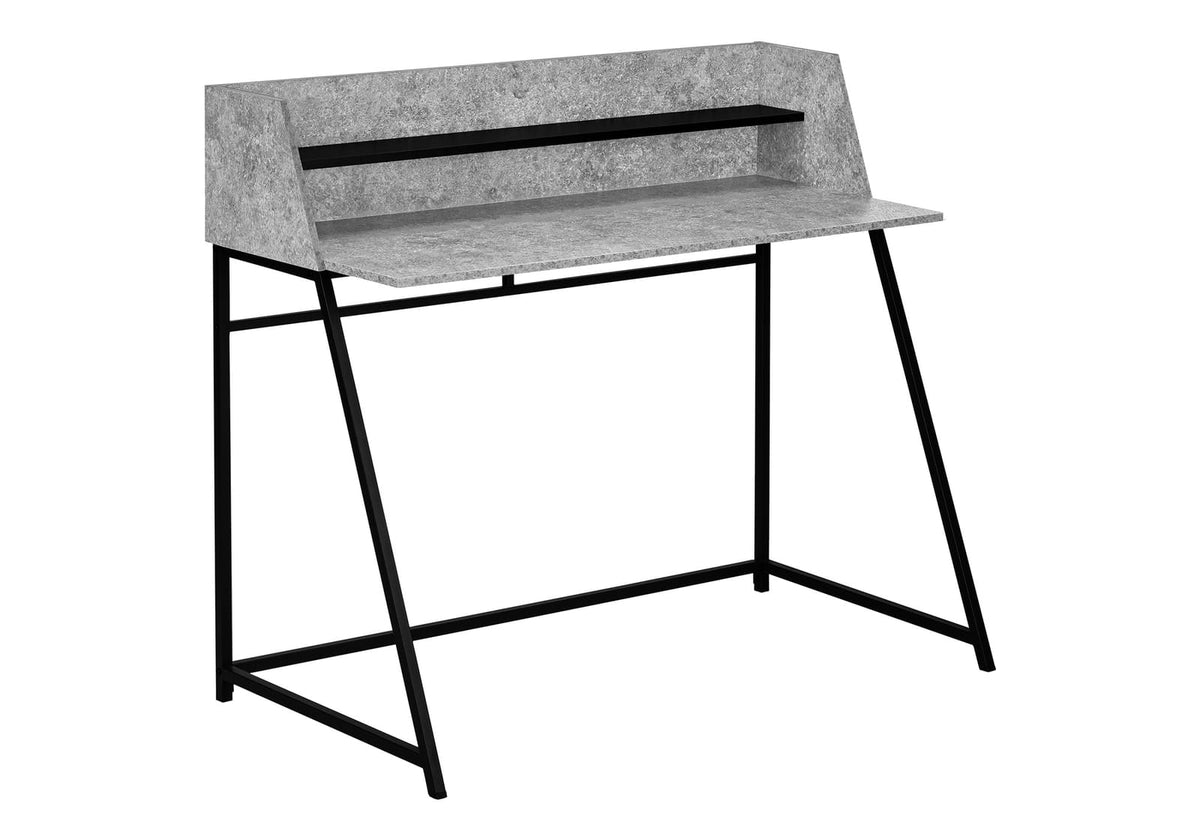 Grey Computer Desk with Hutch - 48" L Workstation