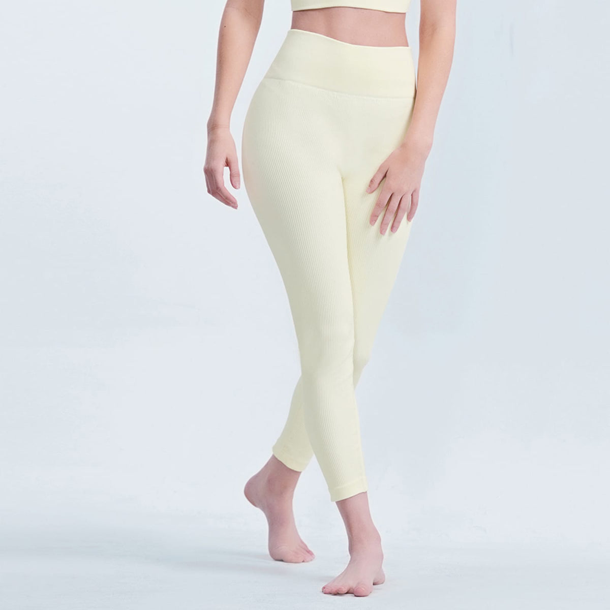 Off White Nylon Mesh High Waisted Yoga Leggings