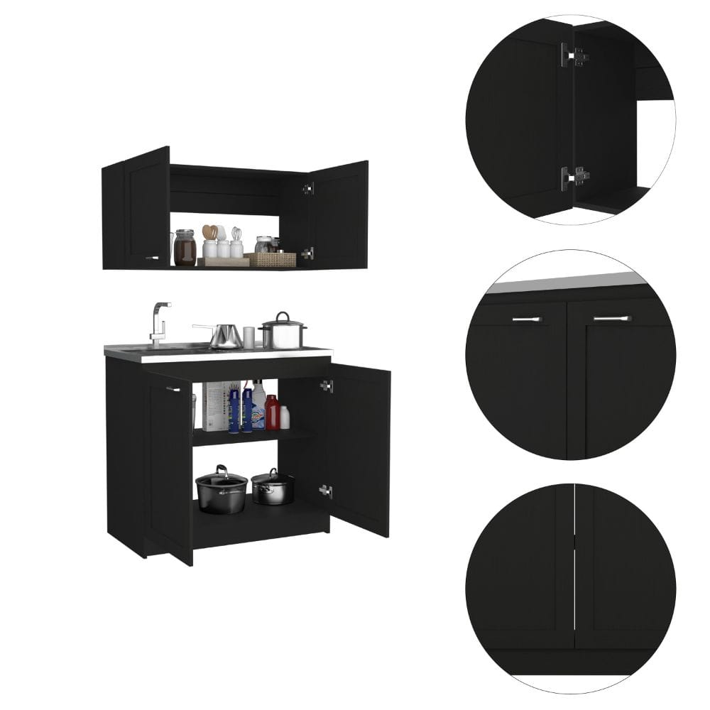 Black Cabinet Set - 2-Part Storage Solution