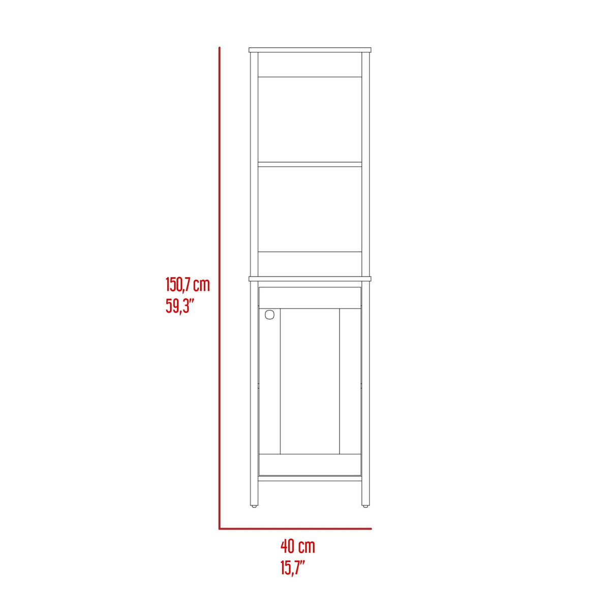 Beige Bathroom Storage Cabinet with 4 Shelves