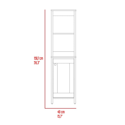 Beige Bathroom Storage Cabinet with 4 Shelves
