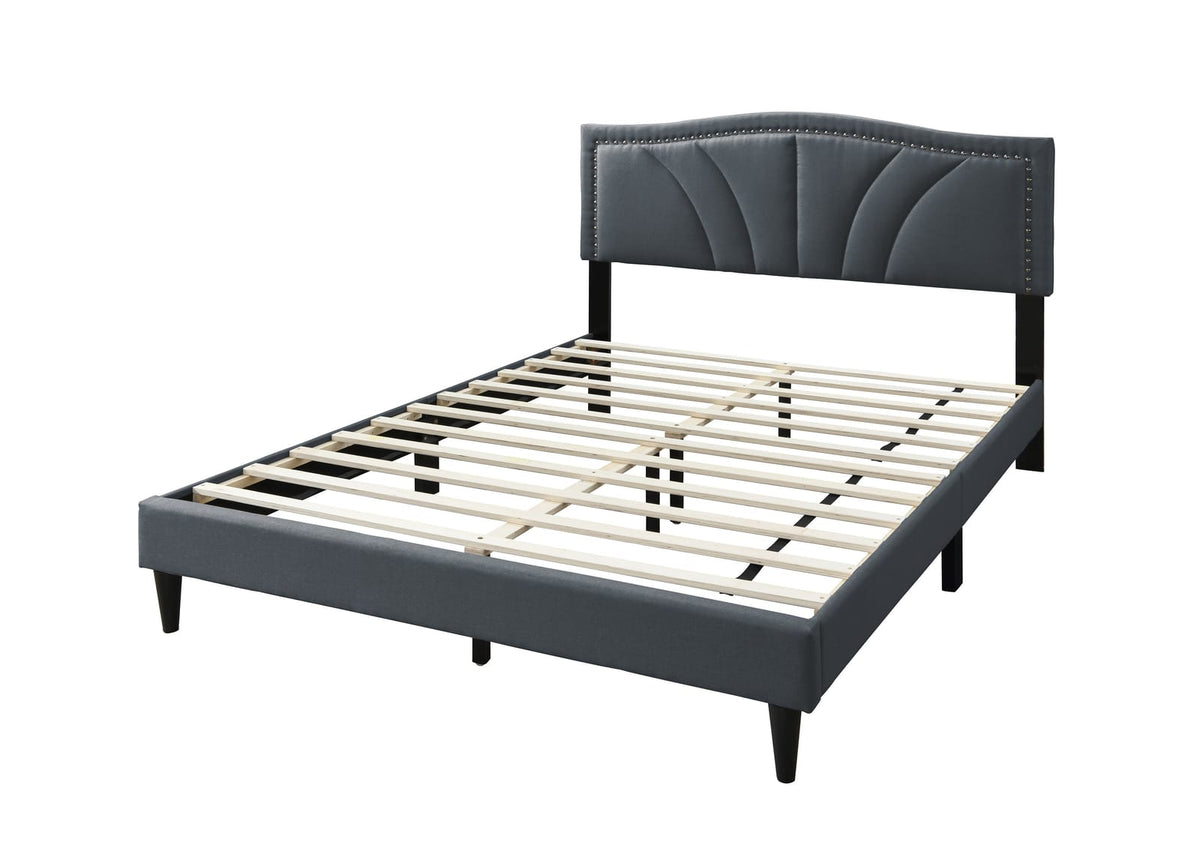 Queen Size Charcoal Burlap Headboard Bed Frame for Bedroom