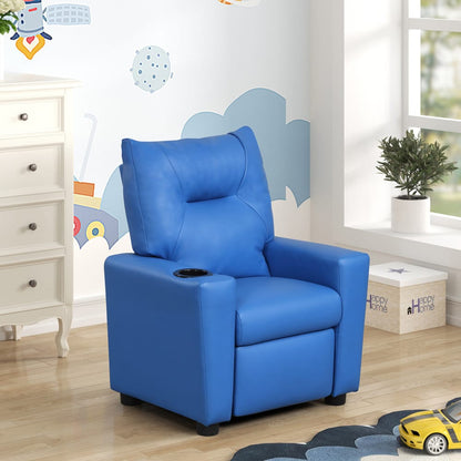 Blue Fabric Kids Recliner Chair 13" Seat Height