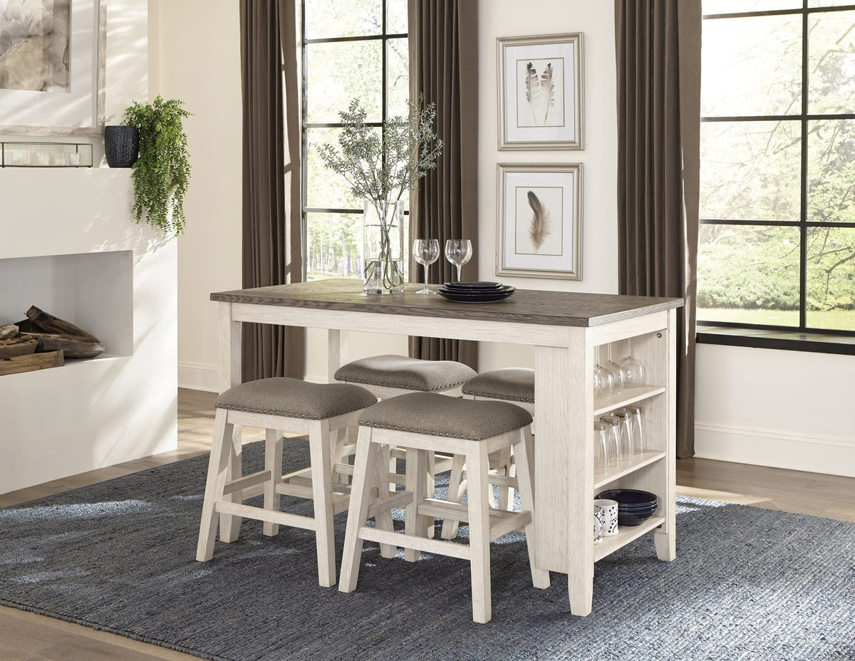 Antique White Rectangular Dining Table Set - Seats 4