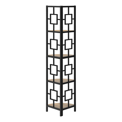 4 Tier Taupe Metal Corner Bookshelf - 62"H for Living Room