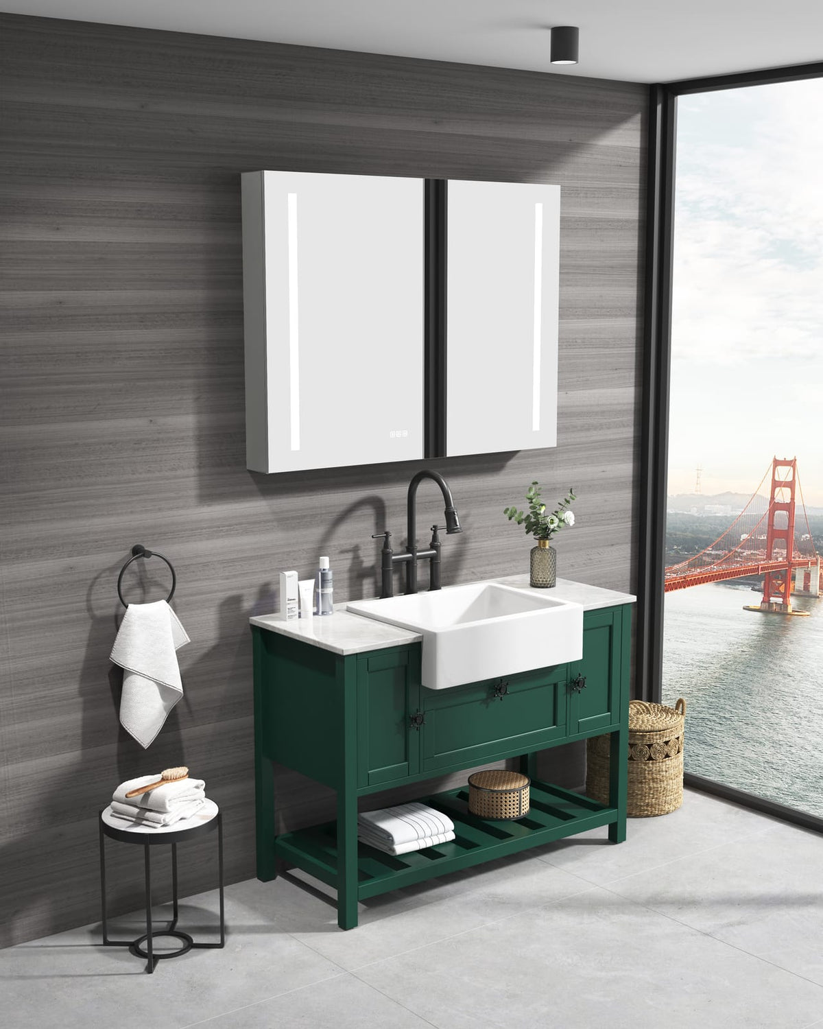 LED Medicine Cabinet with Mirror - 40" x 30" Aluminum for Bathroom