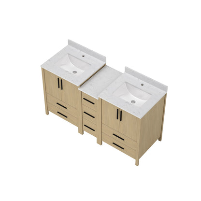 Natural Wood Bathroom Vanity Cabinet - 60" Double Sink