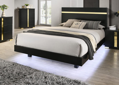 Queen Black Wood Bed Frame - Contemporary Bedroom