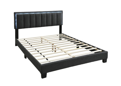 Queen Size Wool Upholstered Bed Frame - Charcoal Gray Modern