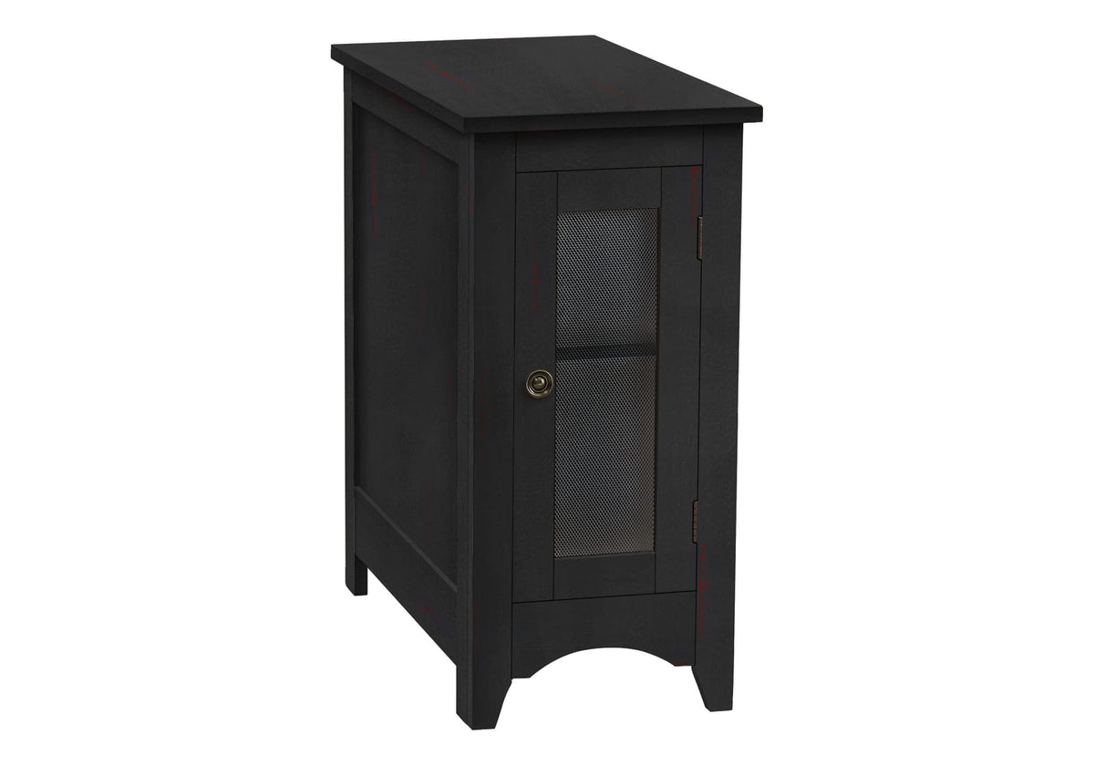 Black MDF Nightstand Accent Table - Narrow Storage Table