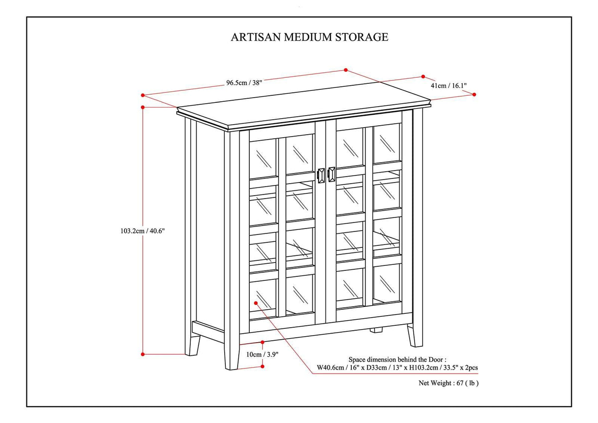 Artisan Medium Storage Cabinet - Distressed Grey | Wood Cabinets