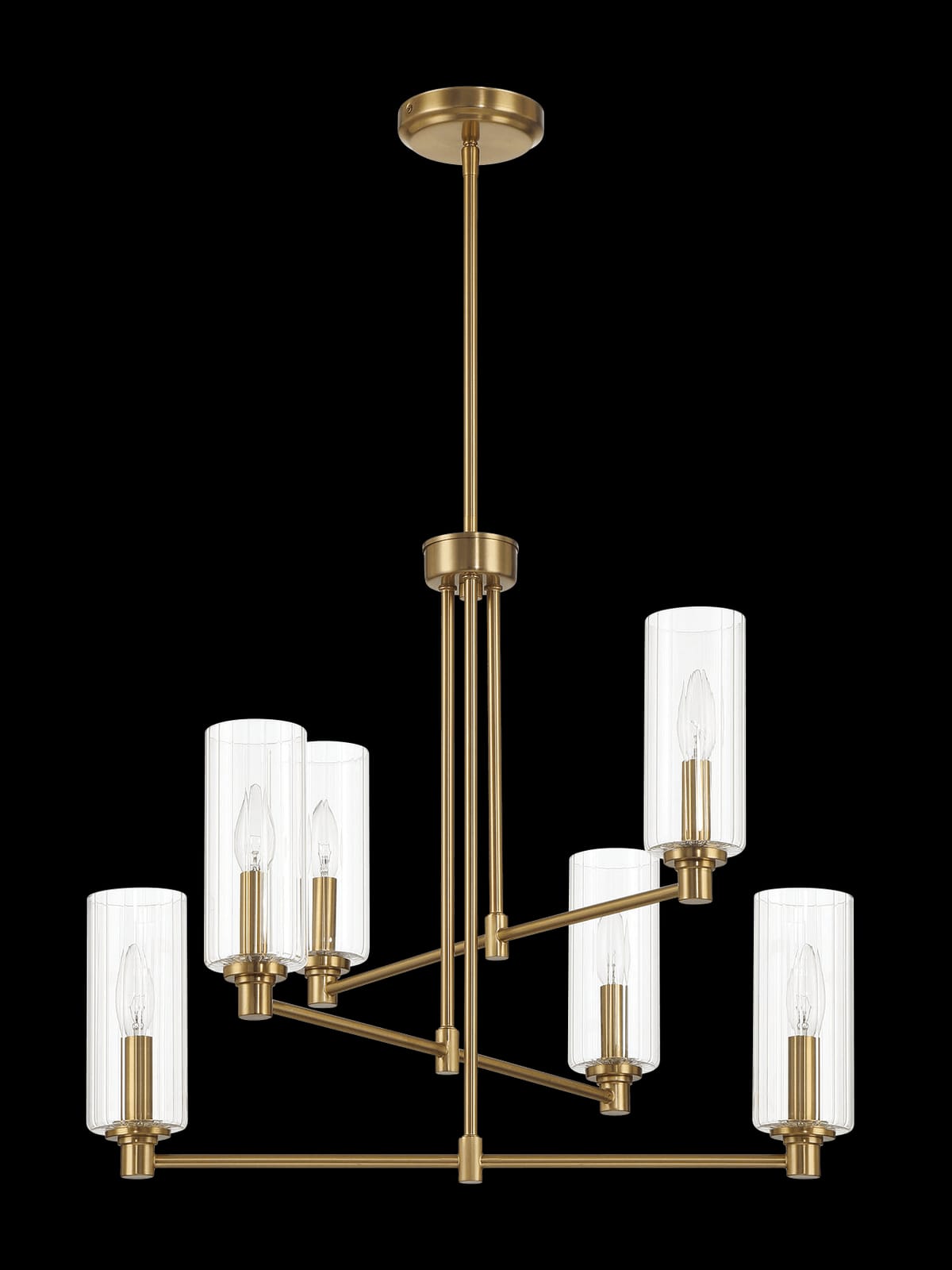 Timeless Six Lights Chandelier - Antique Brass & Clear Glass