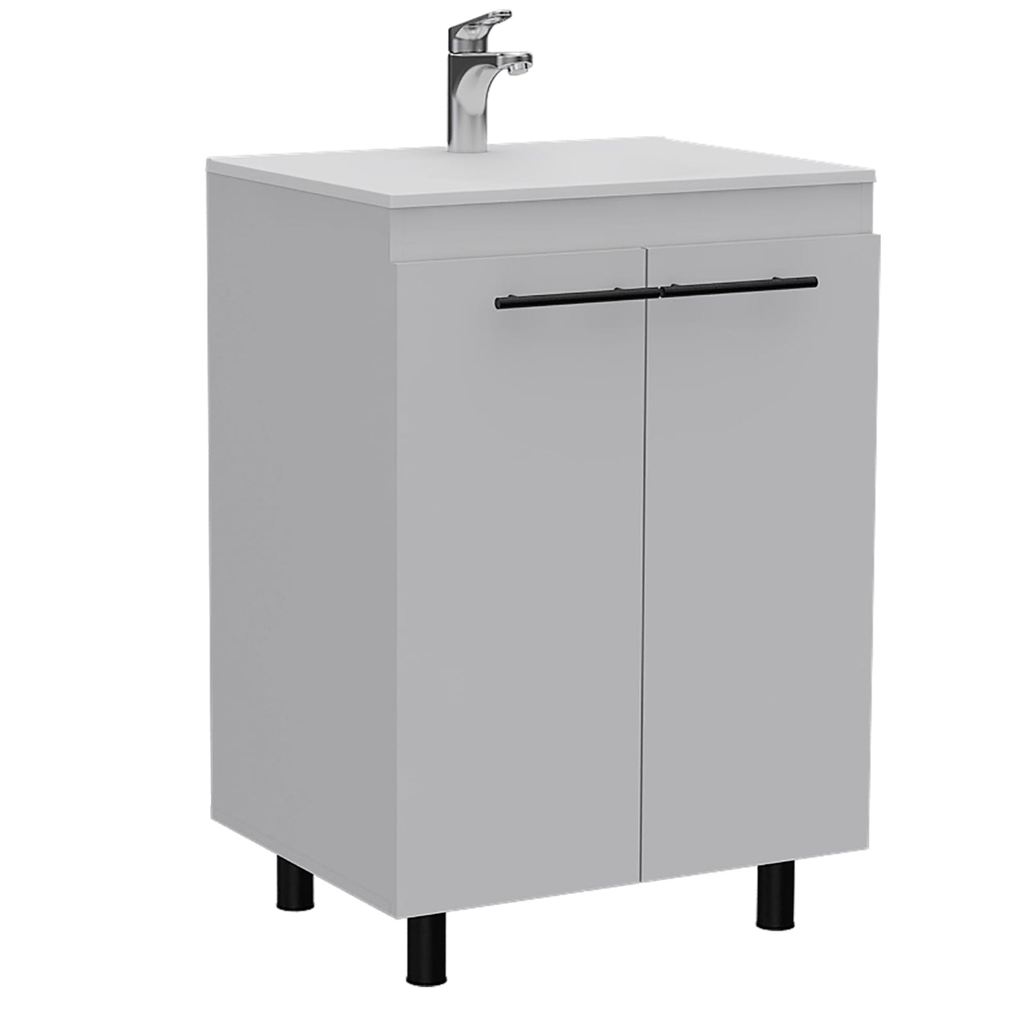 White Bathroom Vanity with Sink - 23.8" Wide