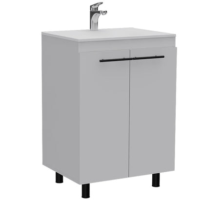 White Bathroom Vanity with Sink - 23.8" Wide