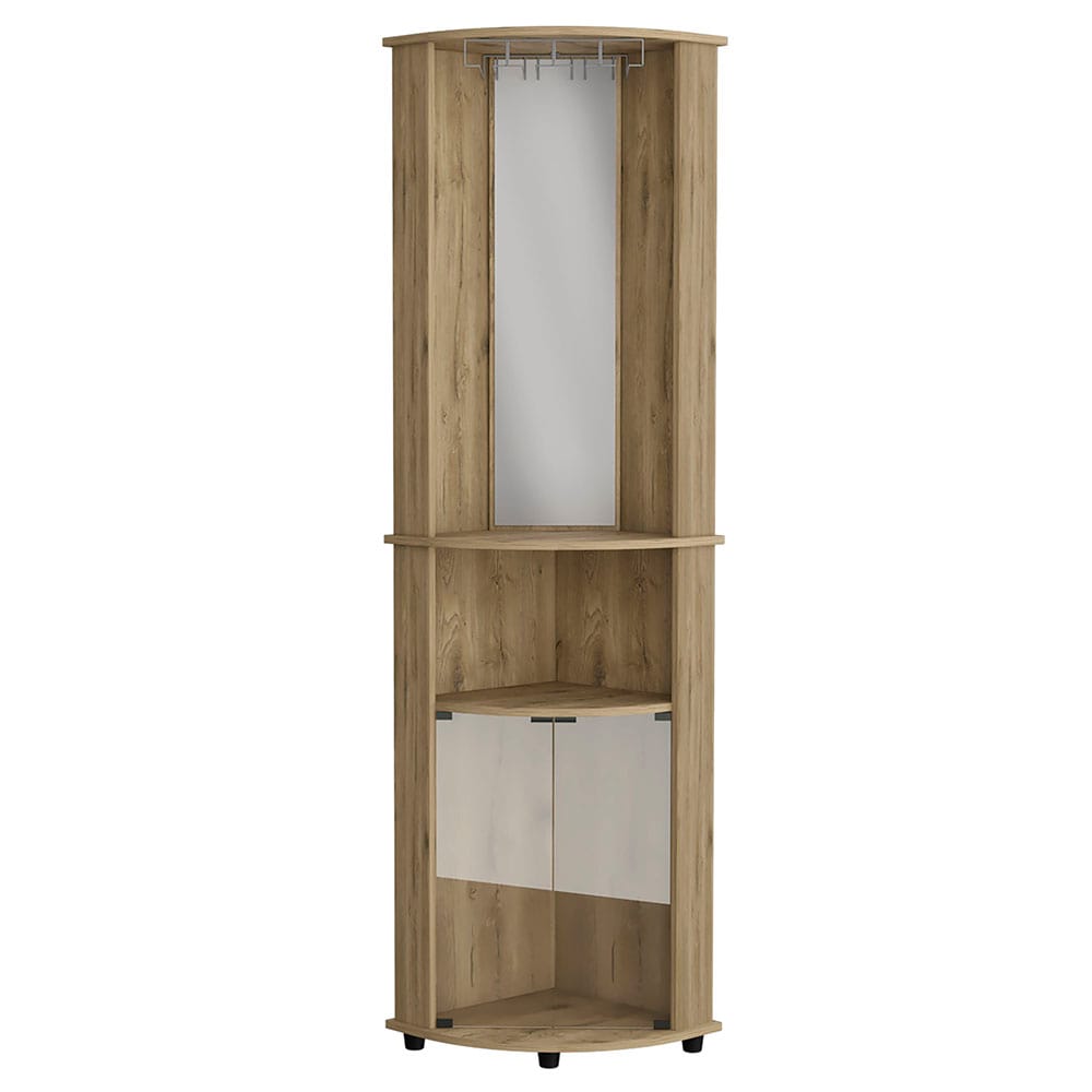 Beige Three Shelf Corner Cabinet - 74.4" Tall for Living Room