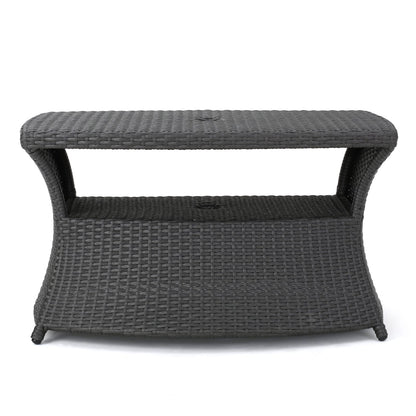 Grey Rattan Side Table for Garden Patio Seating