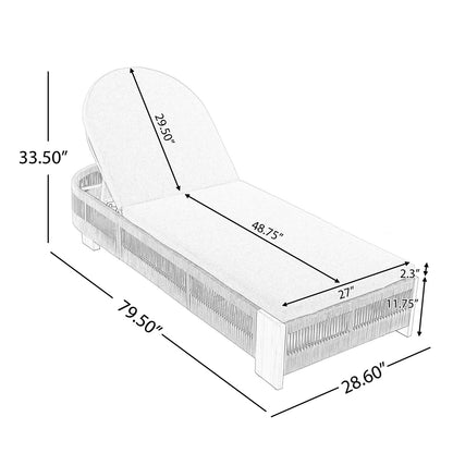 Grey Teak Acacia Wood Chaise Lounge Set Outdoor