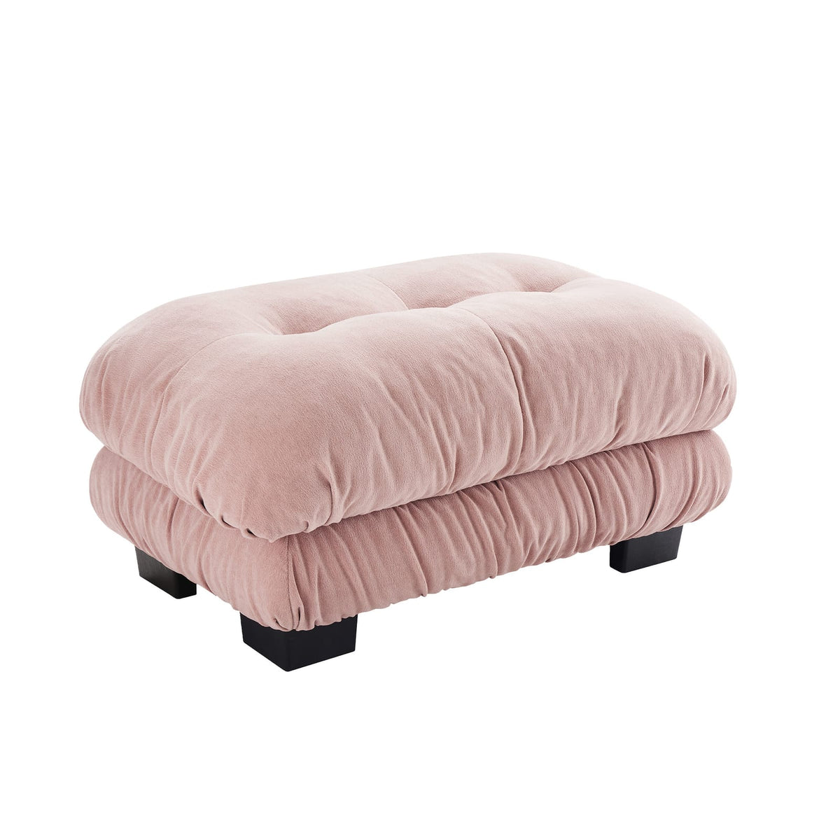 Pink Chenille Ottoman Sofa - 2 Seater Armless