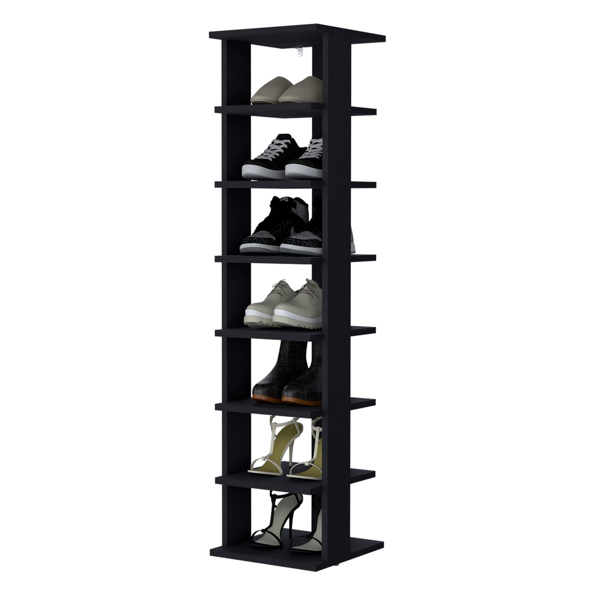 Wenge 7-Tier Tall Shoe Rack - Bedroom Storage for Living Room