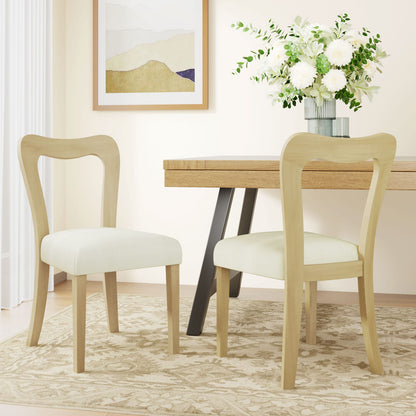 Beige Natural Ash Dining Chairs Set of 2