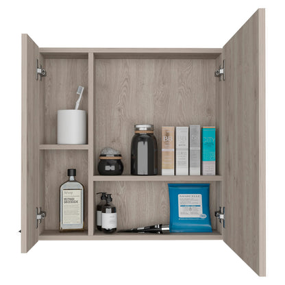 Light Gray Bathroom Storage Cabinet with Mirror