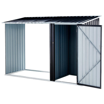 Dark Gray Steel Outdoor Storage Shed for Garden Tools and Equipment