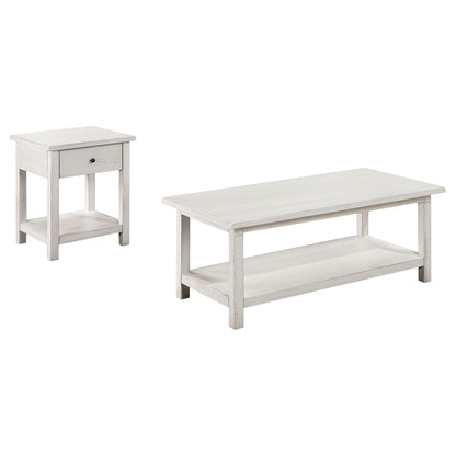 Castleton White 2-Piece Coffee & End Table Set - Farmhouse Style