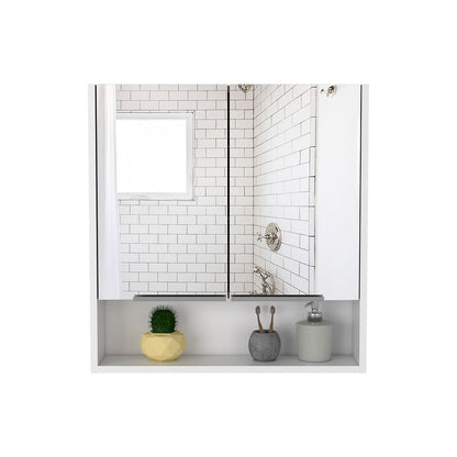 White Bathroom Storage Cabinet with Mirror - 23.4" Wide
