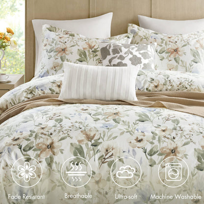 5-Piece Cotton Sateen Print Duvet Set - Multi Color
