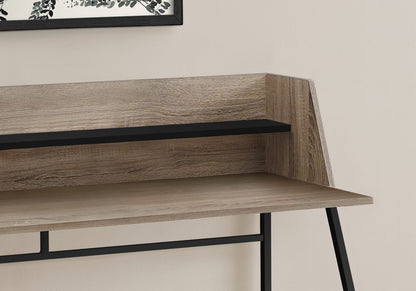 Compact Computer Desk with Storage Shelf, Taupe Particle Board Finish for Home Office