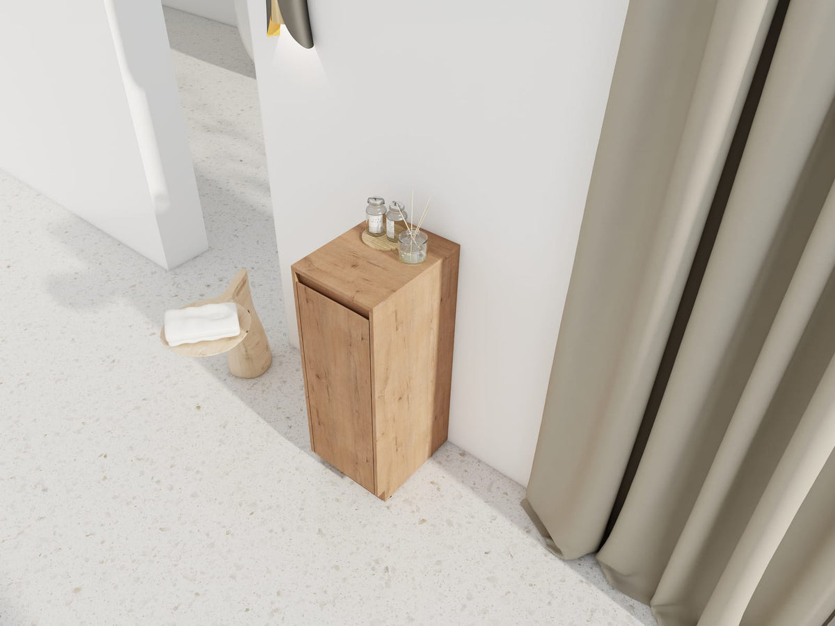 Small Freestanding Oak Bathroom Storage Cabinet - Plywood