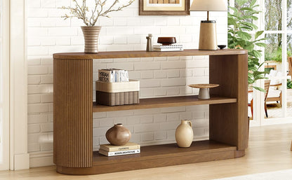 Brown Solid Wood Entryway Table - Sofa Table with Storage