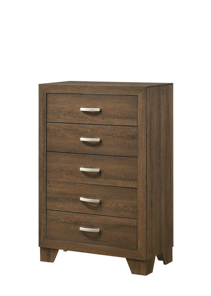 Oak Synthetic Wood Chest with Five Storage Drawers for Bedroom