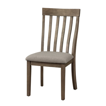 Wooden Dining Room Chair Set Brown Mix Wood Frame Gray Fabric
