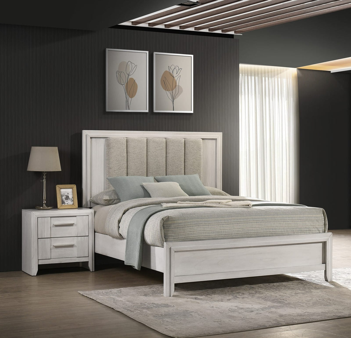 Antique White 2-Drawer Nightstand - Contemporary Bedroom Storage