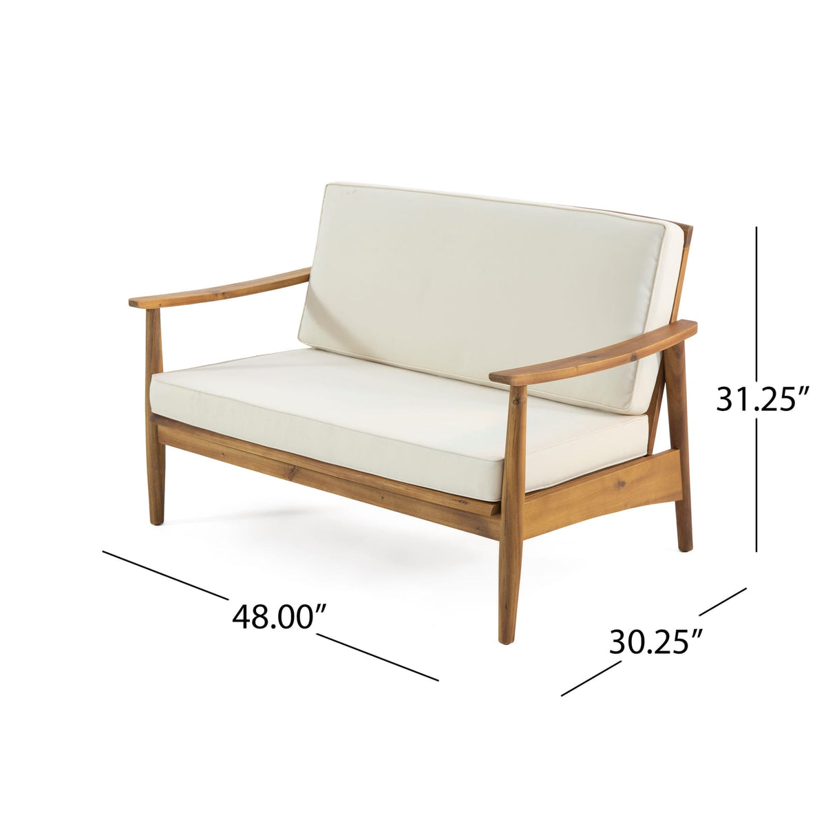 Teak Acacia Wood Loveseat & Coffee Table Set - Outdoor Patio Furniture
