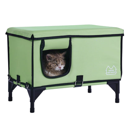 Elevated Heated Cat House - Green (M)
