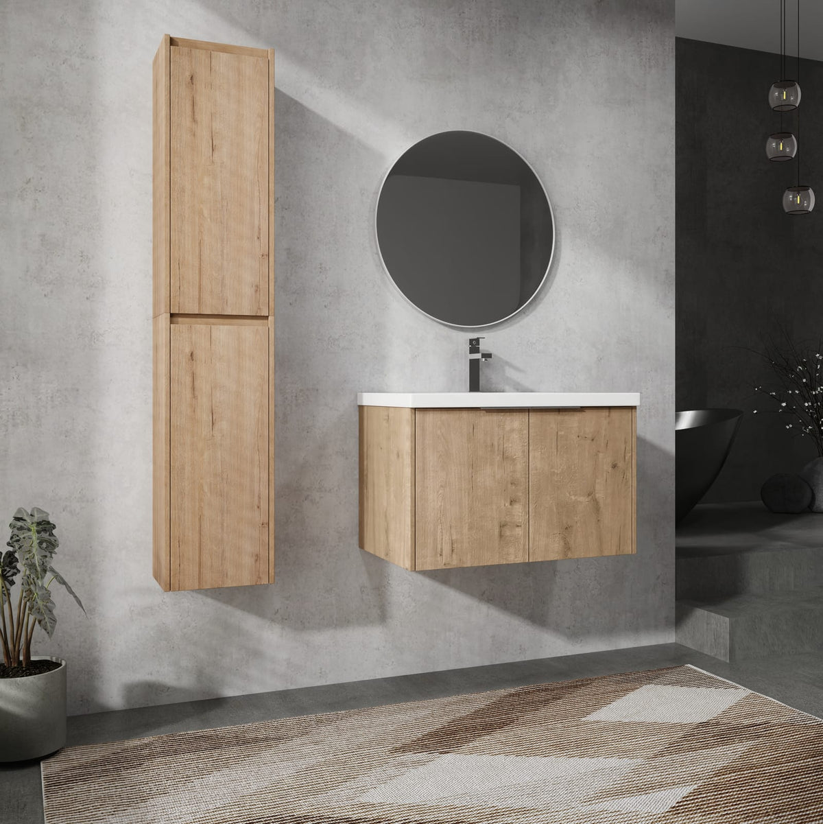 30" Wall-Mounted Bathroom Vanity - Plywood, Soft Close Doors