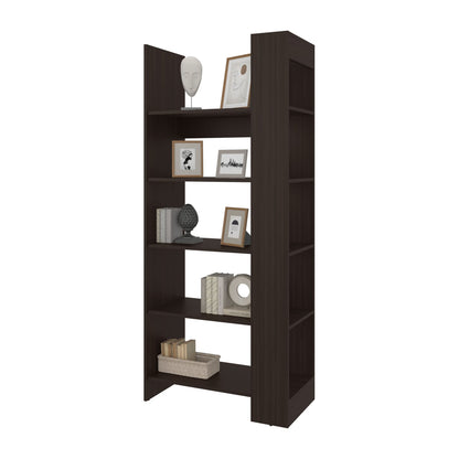 5-Shelf Brown Bookcase - Contemporary Display Storage for Living Room