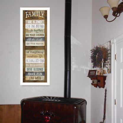 Family Rules Shutter - White Frame Print, Ready to Hang
