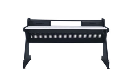White Black Gaming Desk with Storage Drawers