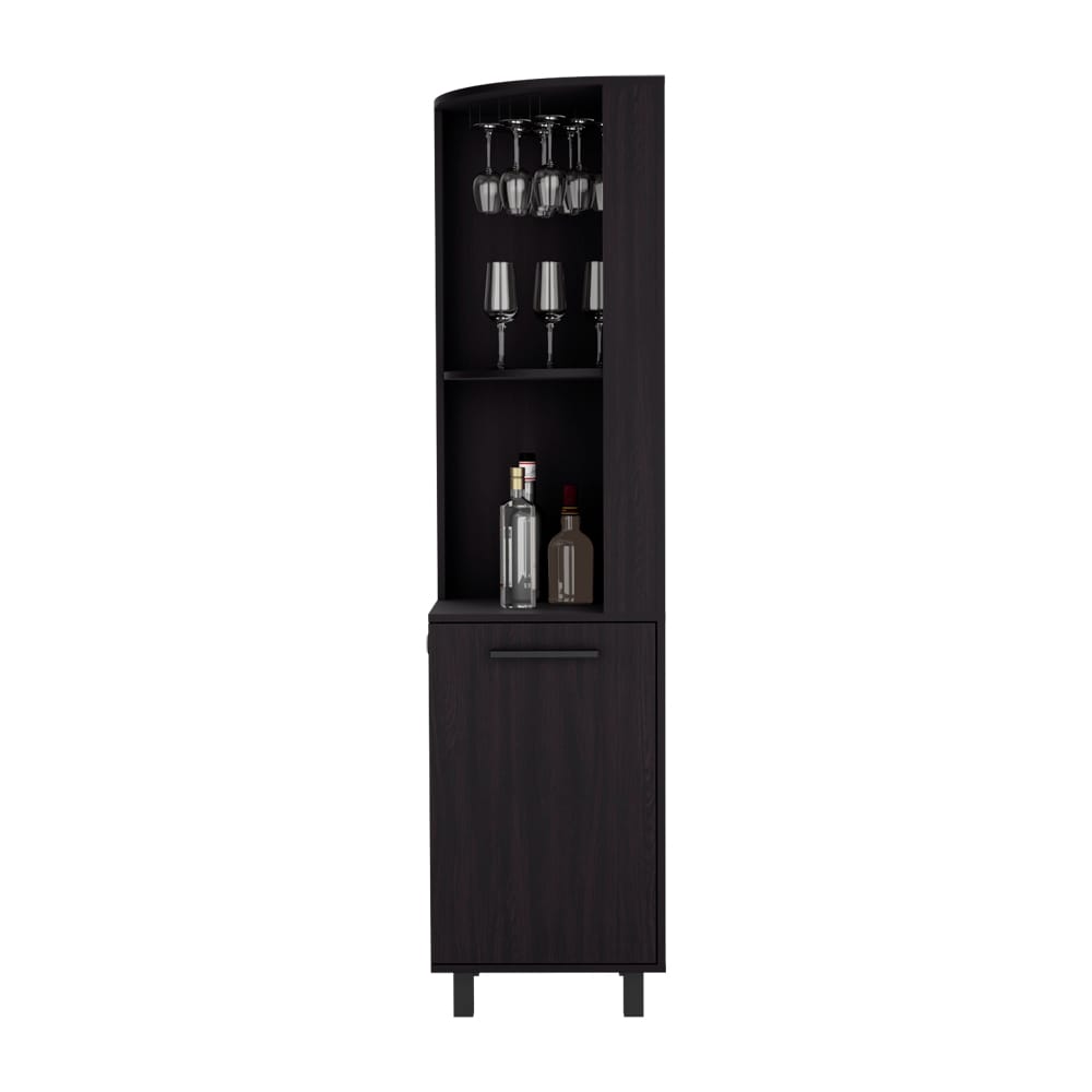 Black Corner Bar Cabinet - 17.7" W x 70.7" H for Living Room