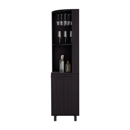 Black Corner Bar Cabinet - 17.7" W x 70.7" H for Living Room