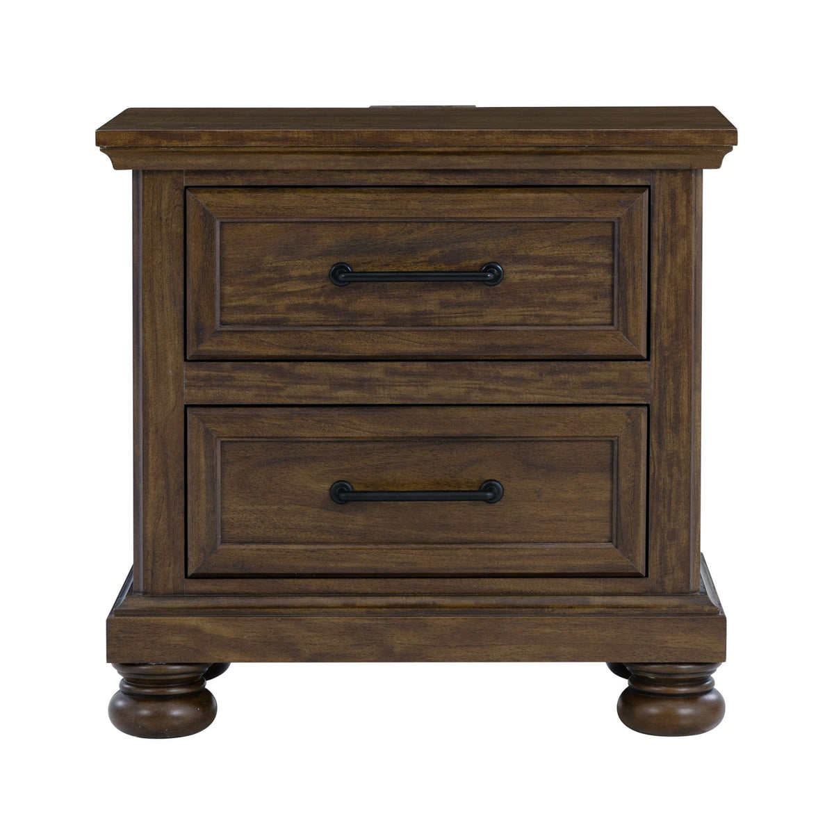 Brown Rectangle Nightstand with 2 Drawers for Bedroom